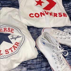 Pair of converses plus two shirts (shirts M size)